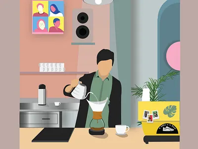 The Barista art barista cafe coffe coffee cup coffeeshop design flat illustration vector