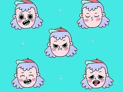 Character expressions 2d cartoon cartoon character cartoon illustration character characterdesign cute expression expressions faces girl green illustration illustrator