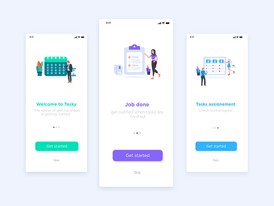 Landing pages "Tasky" Mobile app for task management design illustraion task task management ui ui design ux ux design