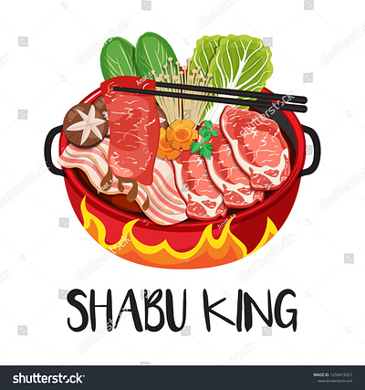 Shabu Shabu, Hot Pot, Sukiyaki Illustration Vector. anime bacon buffet carrot cartoon chinese food draw fire food illustration hot pot illustration japanese food manga meal pork shabu soup sukiyaki vector vegetables