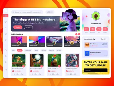 NFT Auction Marketplace admin admin panel analytics blockchain chart crypto wallet cryptoart design fluttertop nft nft app nft dashboard nft marketplace nft web nfts rarible ui uiux user dashboard web3
