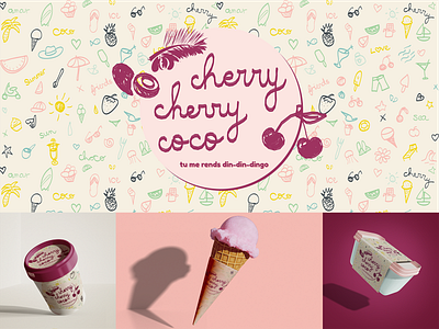 Cherry cherry coco branding branding design business cherry coco company cup design dribbbleweeklywarmup fresh gourmet hand drawn handlettering ice cream icecream logo packaging pink playoff playoffs