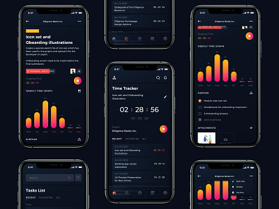 Time Tracker App app app design apple behance design dribbble gradient illustrations invision ios app minimalist task task management time tracker tracker tracker app ui user interface ux