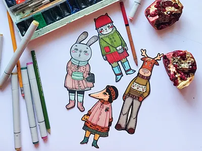 Imaginary friends animal animals artwork bunny cat character childrens illustration deer drawing fox illustration illustration art sticker traditional art watercolor