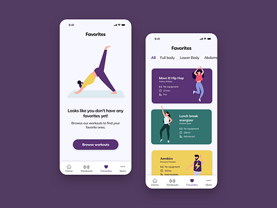 Daily UI 044 - Favorites app design daily ui daily ui challenge dailyui dailyui044 dailyuichallenge design favorite favorites fitness app ui ui ux ui design ux