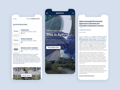 Aphria Investor Website Mobile cannabis sketch ui ux web design website