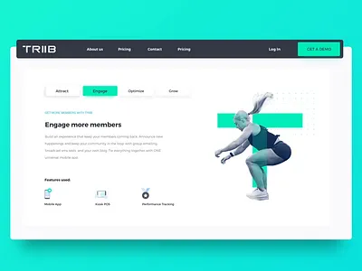 Triib UX/UI design 2d animation animated ui animation green sport app sport website sports design ui ux