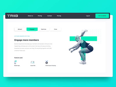 Triib UX/UI design 2d animation animated ui animation green sport app sport website sports design ui ux