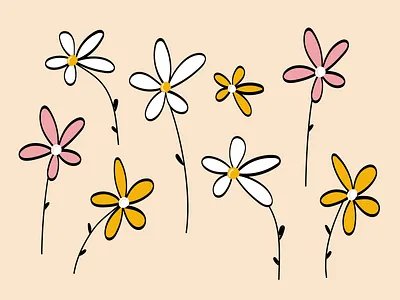 Flowers floral flower flower illustration illustration illustration art line drawing pink positive vibes