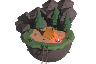 Camping 3d assets blender blender 3d blender3d blender3dart forest gamedev illustration island isometric isometric art lowpoly lowpoly3d lowpolyart tent trees unity