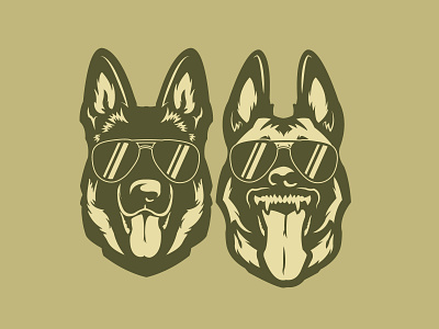 Good Cop Bad Cop animal belgian malinois design dog dogs german shepherd glasses logo police teeth vector wolf