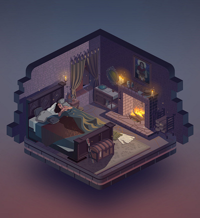 Pendrake's Chamber art design fantasy illustration isometric minimal vector