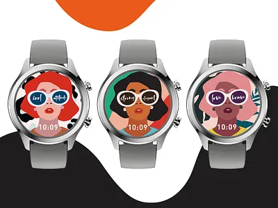 women's day girls illustration pop art vector watchface womens day