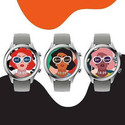 women's day girls illustration pop art vector watchface womens day