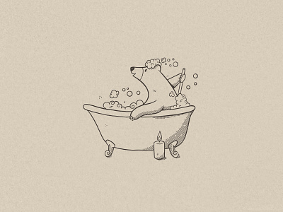 Chill Time bath bear bears character design illustration oso water