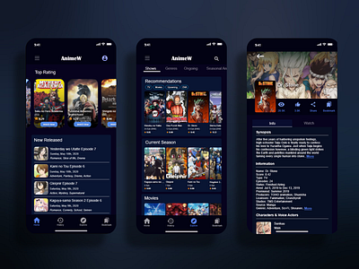 Anime Stream App adobexd app design illustration illustrator ui uidesign ux