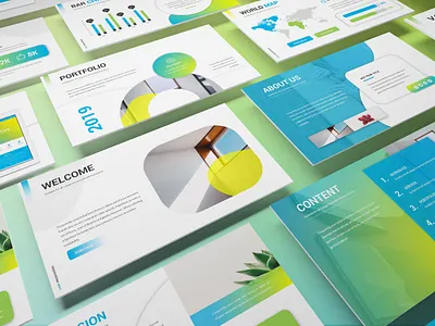 Lovo - Minimal Gradient Powerpoint Template abstract clean gradient investor lookbook minimalist modern pitchdeck powerpoint template presentation rounded simple technology turqouise