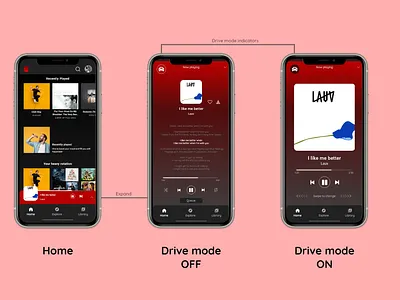 Music player with drive mode adobe adobe xd adobexd application application design concept design figma music app ui uidesign ux ux design uxdesigner uxui