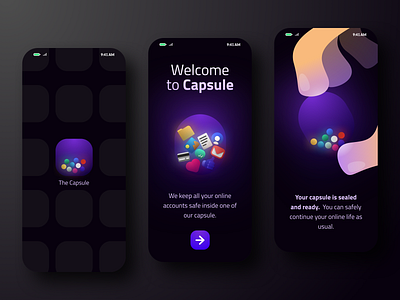 💊 The Capsule 💊 ai capsule clean cyber dark mobile onboarding product design security ui ux