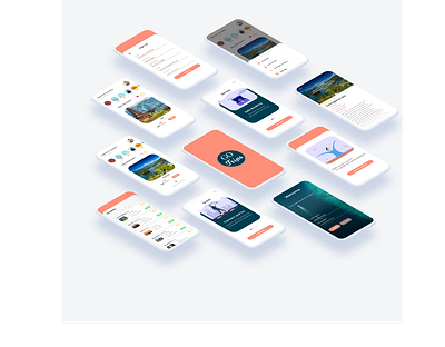 GO TRIPS Mobile Travel Application Mockup android apple branding design flat illustration iphone mobile mockup travel ui ux