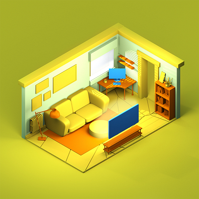 Room 3D 3d cinema4d illustration ux web