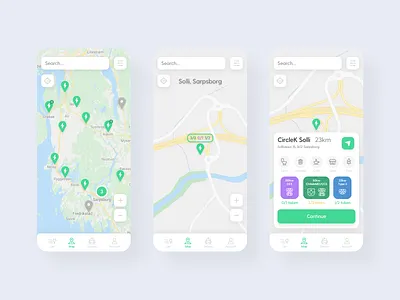 Grønn Kontakt - EV Charging - Hobby App Redesign - Map app charge charger charger locations chargers charging charging app charging spot electric electric vehicle electricity ev location locations map ui user experience user interface ux vehicle