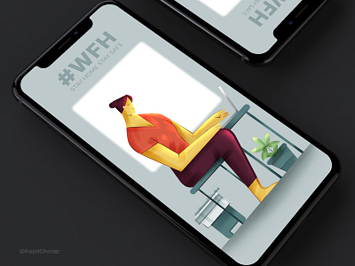 #WFH app design app application branding character design dribble shot flat illustration lockdown ui ux web wfh