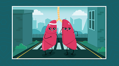 Twin Lungs animation character characterdesign illustration illustration art illustrator lungs motion graphics streets vector vector art