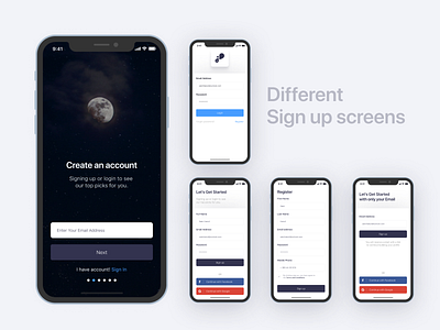 Different Sign up screens adobe xd developers development different figma inspiration modern moon register register form screen sign simple sketch template ui ui design uiux up web design