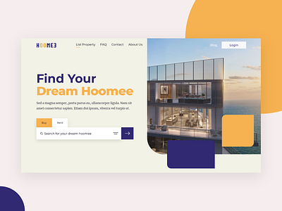 Hoomee Web UI Exploration architecture dribbble best shot ecommerce header home homepage house landing page modern product real estate simple soft ui ui design uiux user interface web design website websites