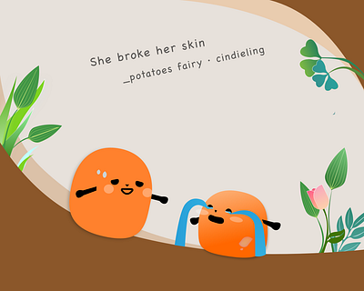 Potato broke her skin drawing fairytale potato；flat