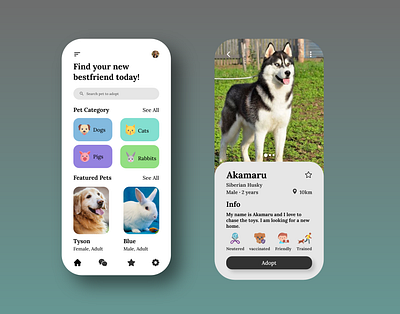 Pets Adoption App adobexd adoption app app design pet adoption pet animal pet app pet care pet shop ui ui design ux