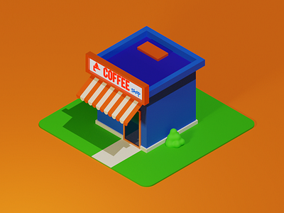 Coffee Shop 3d blender 3d design illustration isometric art minimal