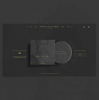 Landing Page - The Regnant Cosmetics adobe xd beauty product black and gold brand brand design branding conceptual creative dark design digital graphics homepage landing page ui typography ui uxui webdesign website design