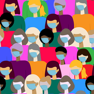 A large number of women in the crowd are wearing medical masks. coronavirus covid 19 illustration pandemic vector