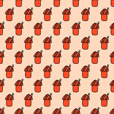 Pattern of baby orange houses. children illustration pattern vector