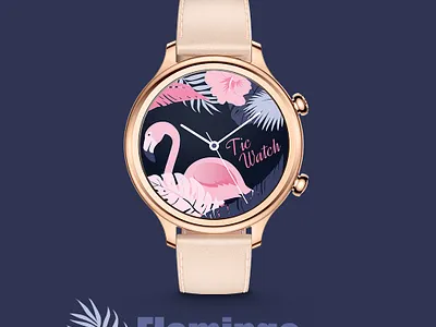 flamingo girls illustration smartwatch vector watchface