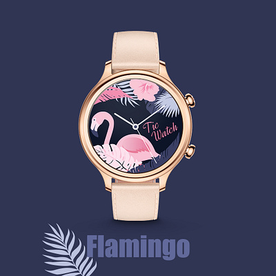 flamingo girls illustration smartwatch vector watchface