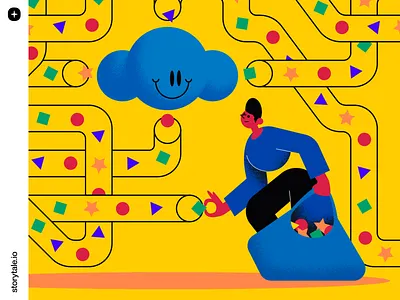 Superb 🔶 🔵 ⭐️ branding colorful contrast design illustration storytale ui vector web