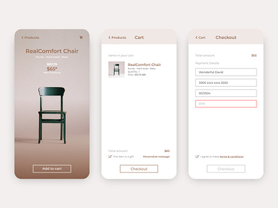 Daily UI 002 - Checkout android app cart cart app checkout daily daily ui daily ui 002 furniture shopping cart ui ux