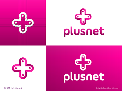 plusnet - proposal brand design brand designer branding connect gradient logo icon logo logo design logo design concept logo designer logotype plus logo plus sign provider typography