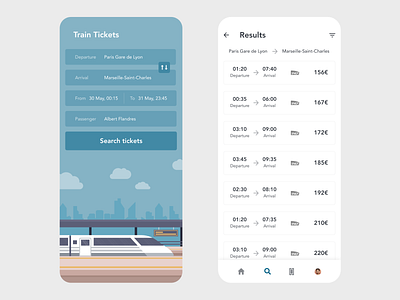 Train Tickets adobe xd app app design beautiful booking booking app clean design illustration minimal prototype railroad redesign ticket ticket app ticket booking tickets ui vector xd