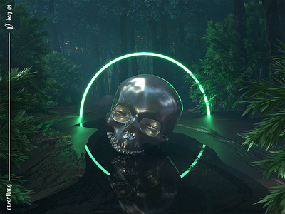 Unearthing. 3d 3d art 3d artist abstract album art art blender cover art cycles design forest glass green music neon plant render skull trees tribal