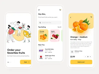 Groceries Shopping - Mobile App 2020 trend app application design e commerce food and drink food app fruit grocery app grocery online grocery store illustraion mobile app shop shopping app store ui user experience user interface ux