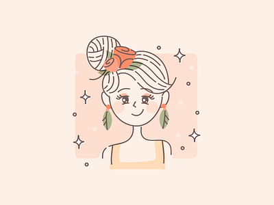 Personal Avatar flat art flowers illustration line art roses