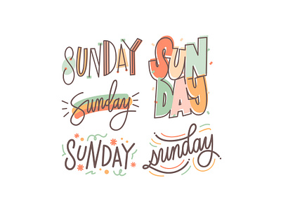 Sunday Lettering Doodles illustrator lettering line art type typography vector