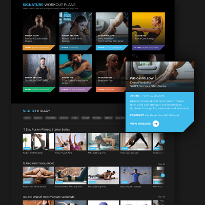 Video Library for Workouts Concept branding design flat ui ux web website