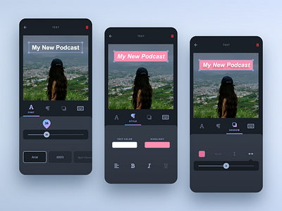 Mobile Text Editor android app app design application dark headliner interface ios mobile mvp podcast react native sliders startup tabs text editor ui ux video wysiwyg