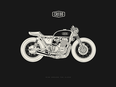 Credo Custom Motorcycles bike branding cafe racer illustration logo motorbike motorcyle vector