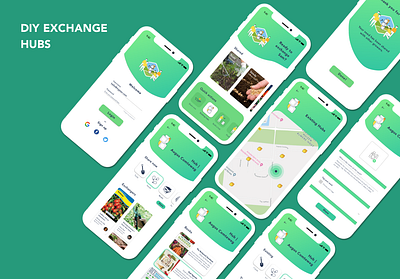 DIY Exchange Hubs mobile app mockup servicedesign uidesign uxdesign